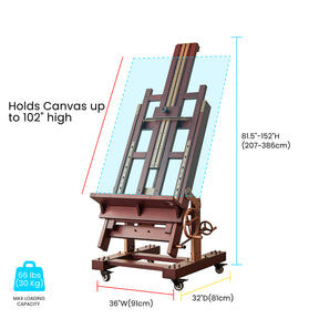MEEDEN Pro Semi-Automatic Adjustable Large Studio Easel for Artists - DHJ-5