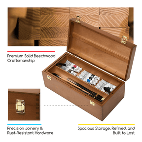 MEEDEN Large Wooden Art Supply Storage Box with Removable Dividers