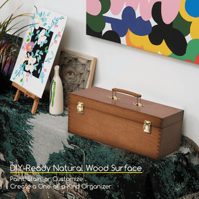 MEEDEN Large Wooden Art Supply Storage Box with Removable Dividers