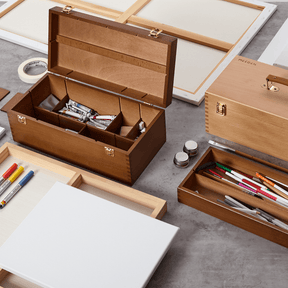 MEEDEN Large Wooden Art Supply Storage Box with Removable Dividers