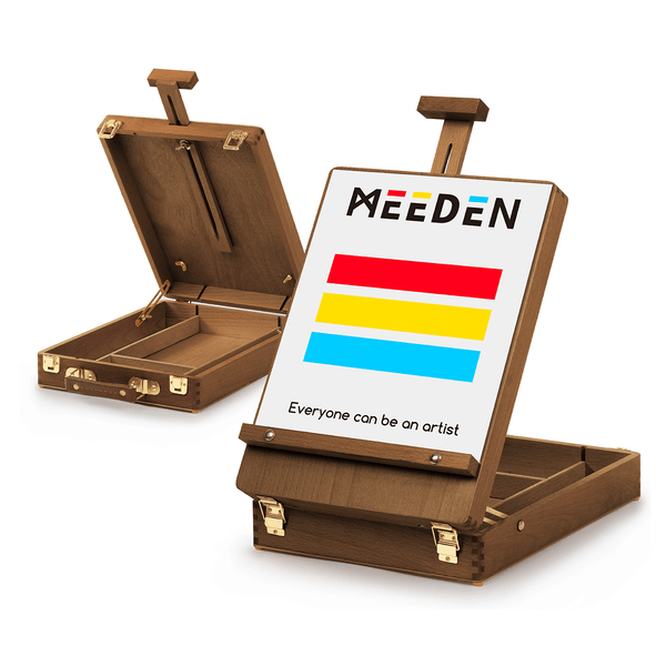 MEEDEN Tabletop Art Sketchbox Easel-Light Walnut-HBX-3