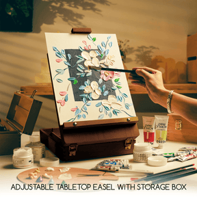 MEEDEN Tabletop Art Sketchbox Easel-Light Walnut-HBX-3