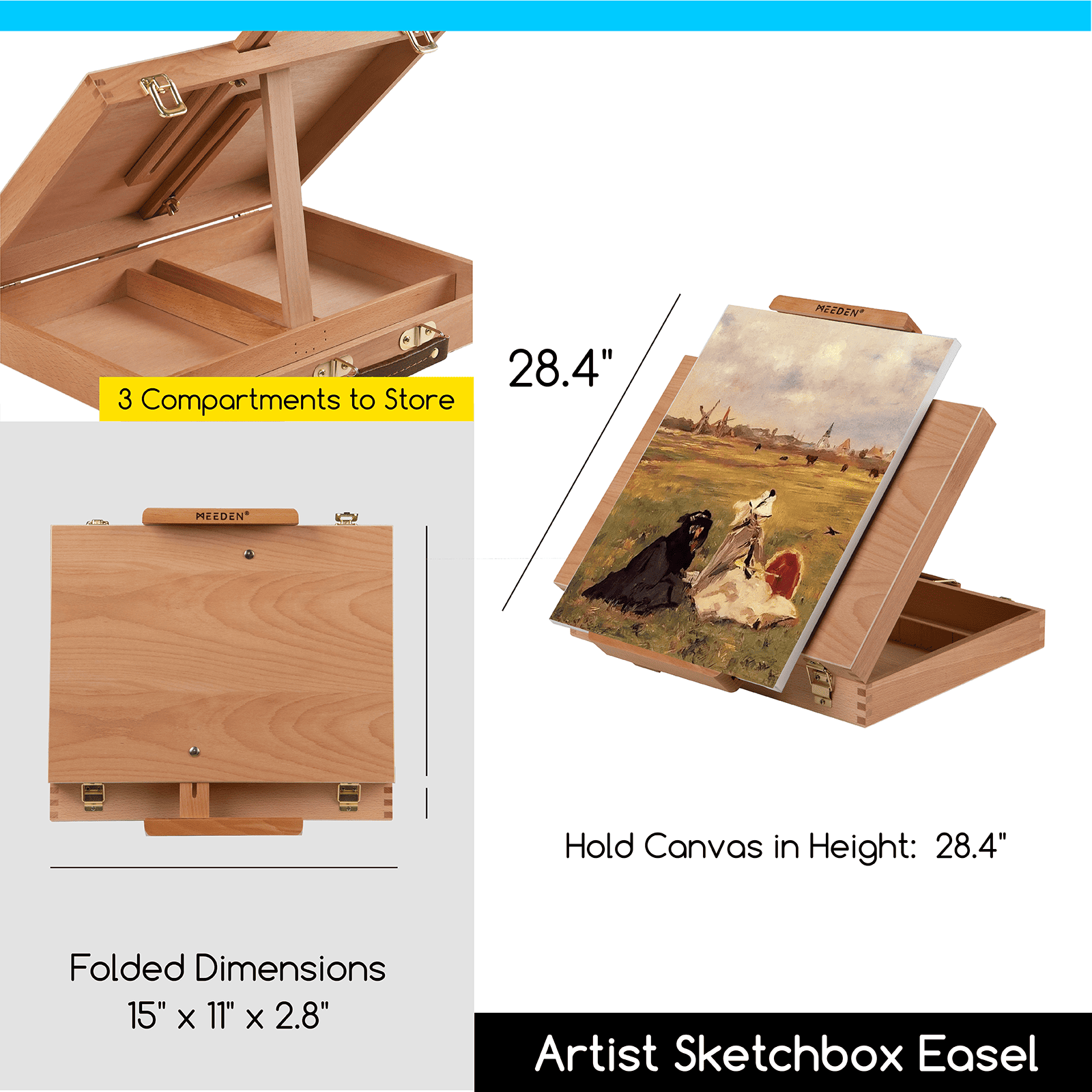 MEEDEN Artist Oil Painting Set with Sketch Easel Box, 13*50ml Tubes