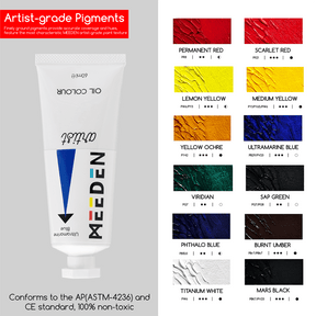 MEEDEN Artist Oil Painting Set with Sketch Easel Box, 13*50ml Tubes