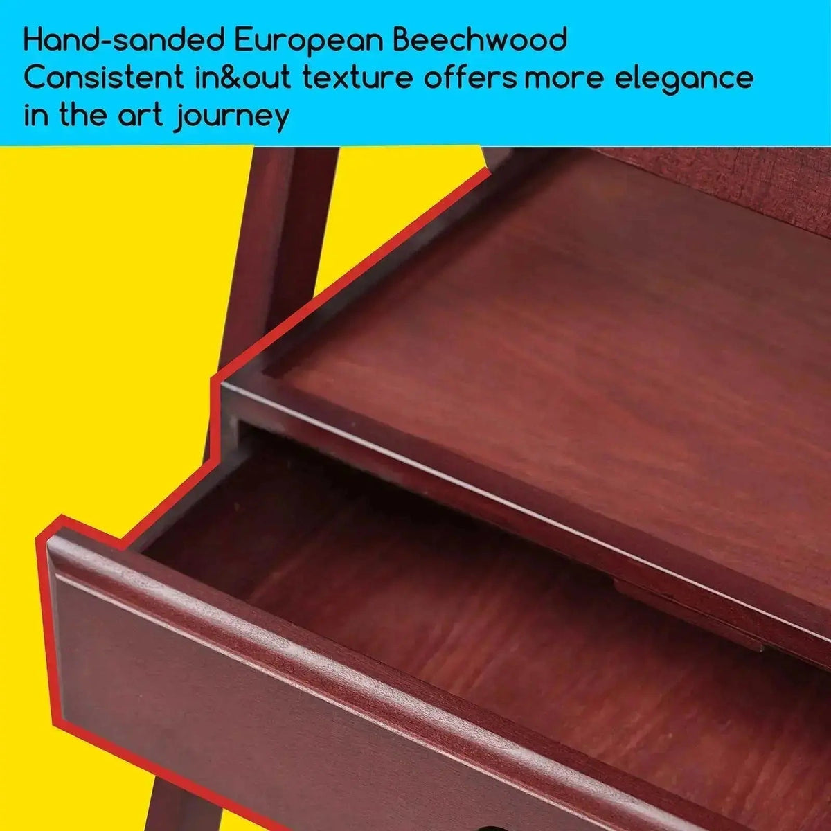 MEEDEN H-Frame Studio Wooden Easel with Art Supply Storage Drawer-Walnut