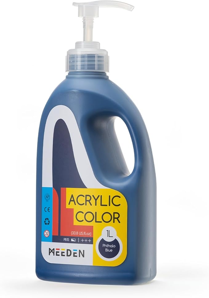 MEEDEN Viridian Green Acrylic Paint: 1 L /33.8 oz Satin Liquid Paint with Pump Lid-PTA-1060
