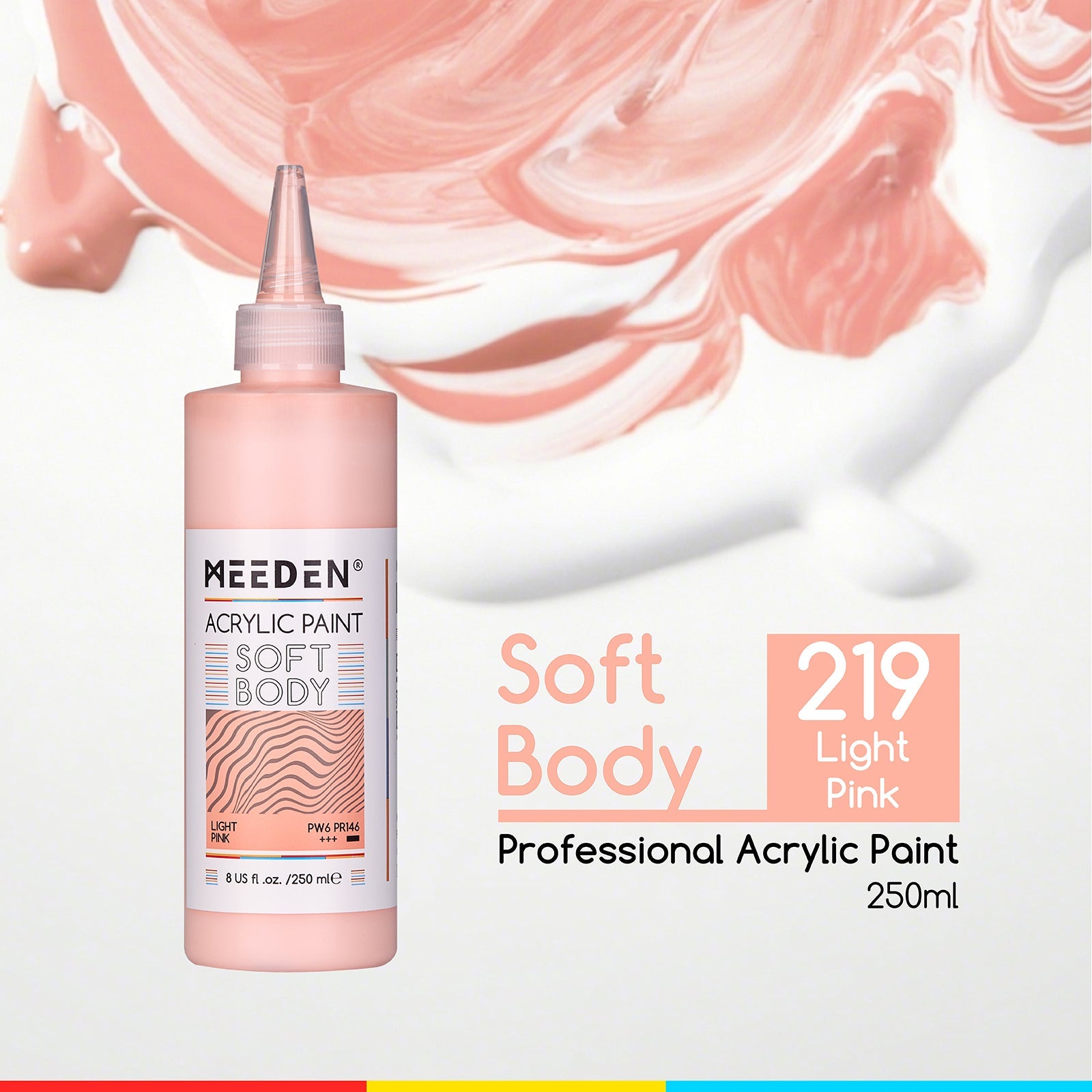 MEEDEN Soft Body Acrylic Paints Set, 37 Colors x 250ml/8.45oz