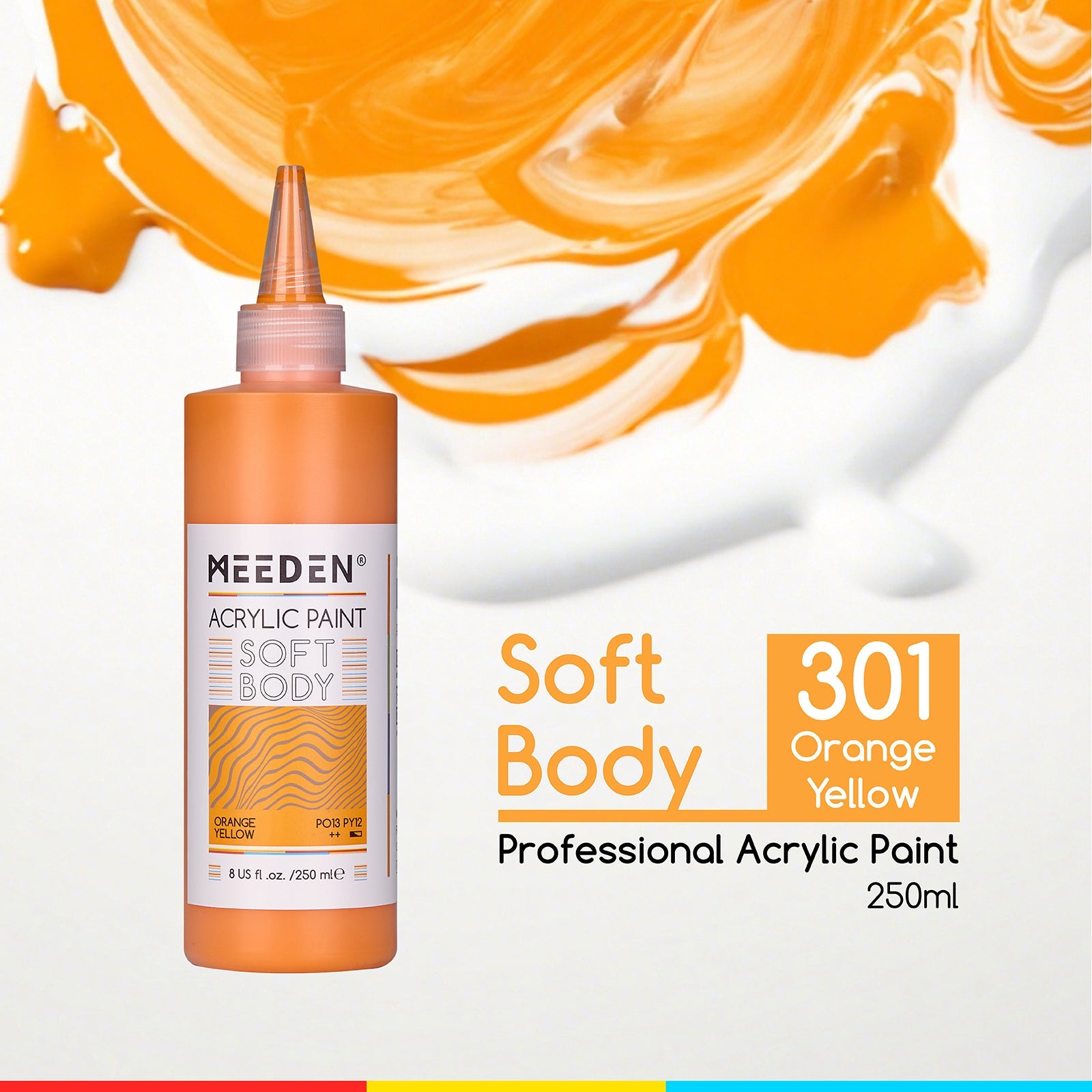 MEEDEN Soft Body Acrylic Paints Set, 37 Colors x 250ml/8.45oz