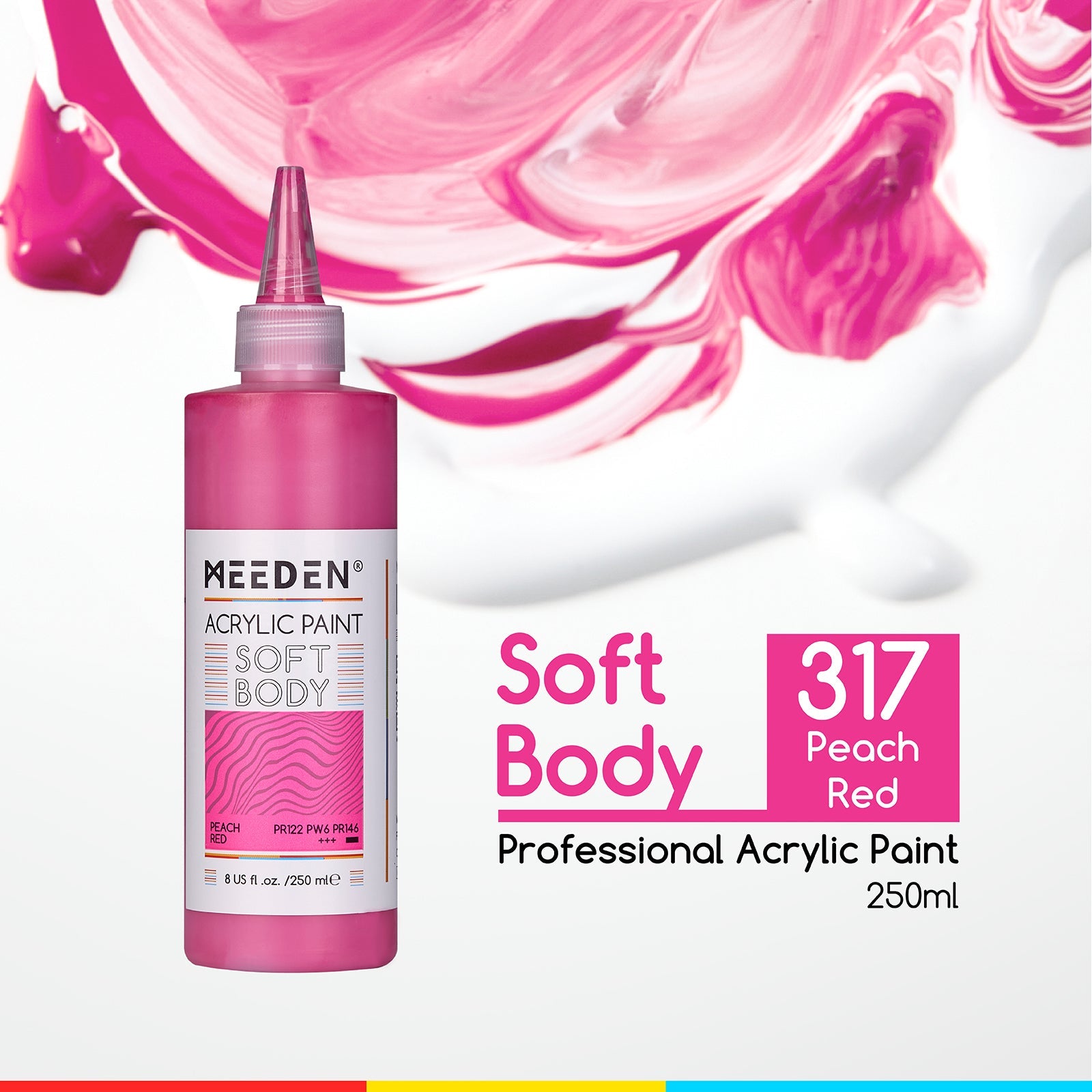 MEEDEN Soft Body Acrylic Paints Set, 37 Colors x 250ml/8.45oz