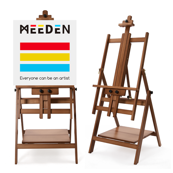 MEEDEN Adjustable Large H-Frame Art Easel Stand-Walnut-W10B
