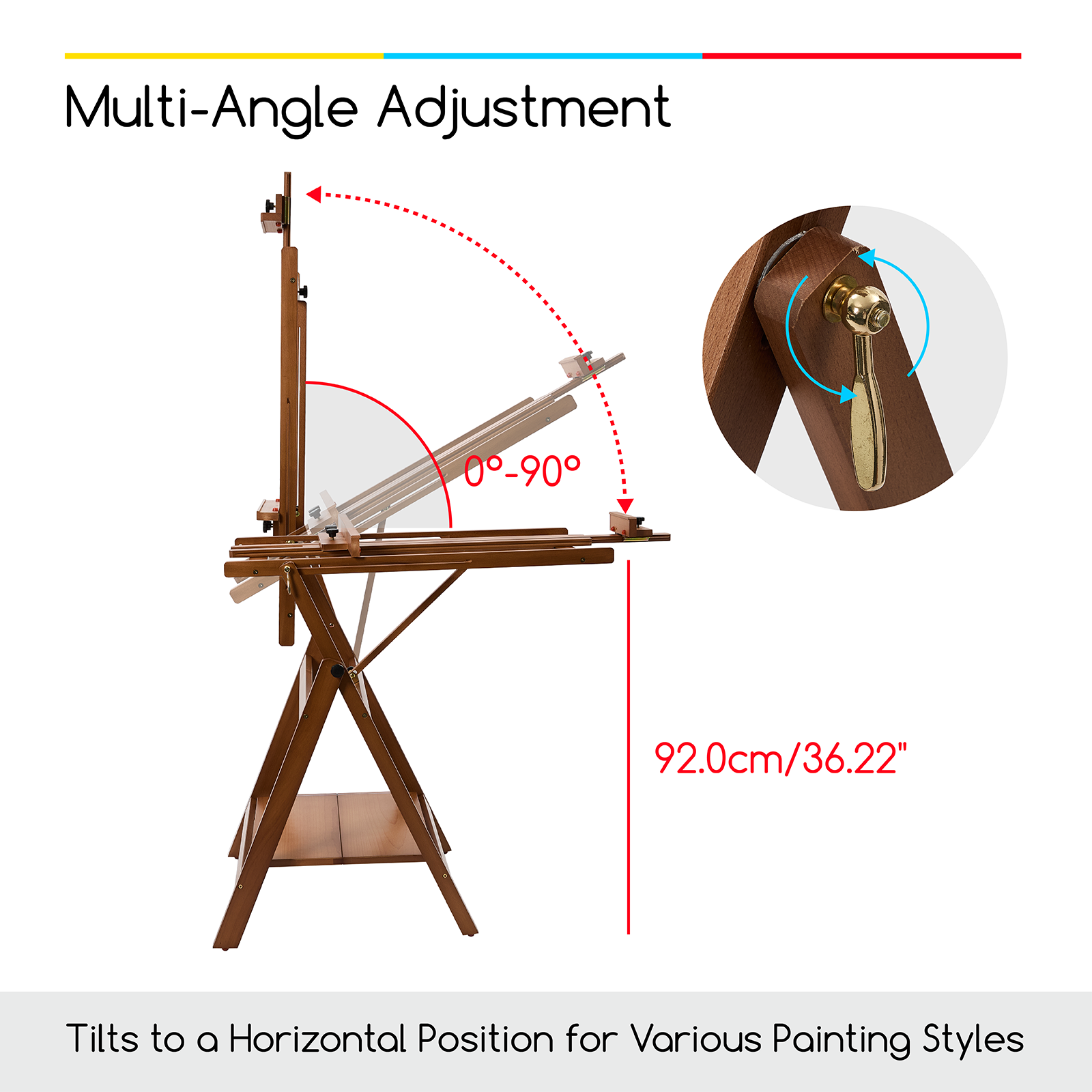 MEEDEN Adjustable Large H-Frame Art Easel Stand-Walnut-W10B