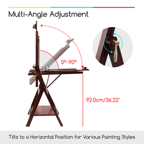 MEEDEN Adjustable Large H-Frame Art Easel Stand-Dark Walnut-W10B