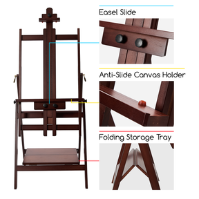 MEEDEN Adjustable Large H-Frame Art Easel Stand-Dark Walnut-W10B