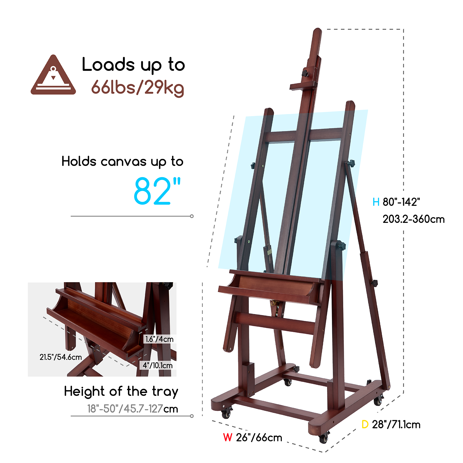 MEEDEN Extra Large Heavy Duty Artist Easel Stand-Dark Walnut-W11