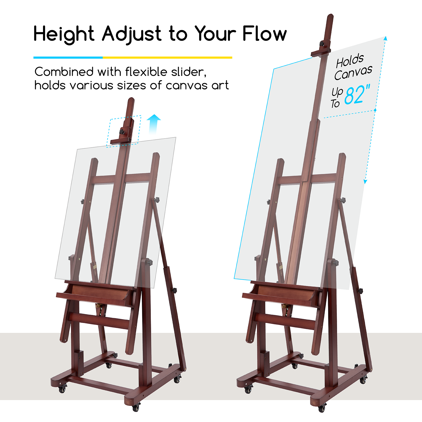 MEEDEN Extra Large Heavy Duty Artist Easel Stand-Dark Walnut-W11