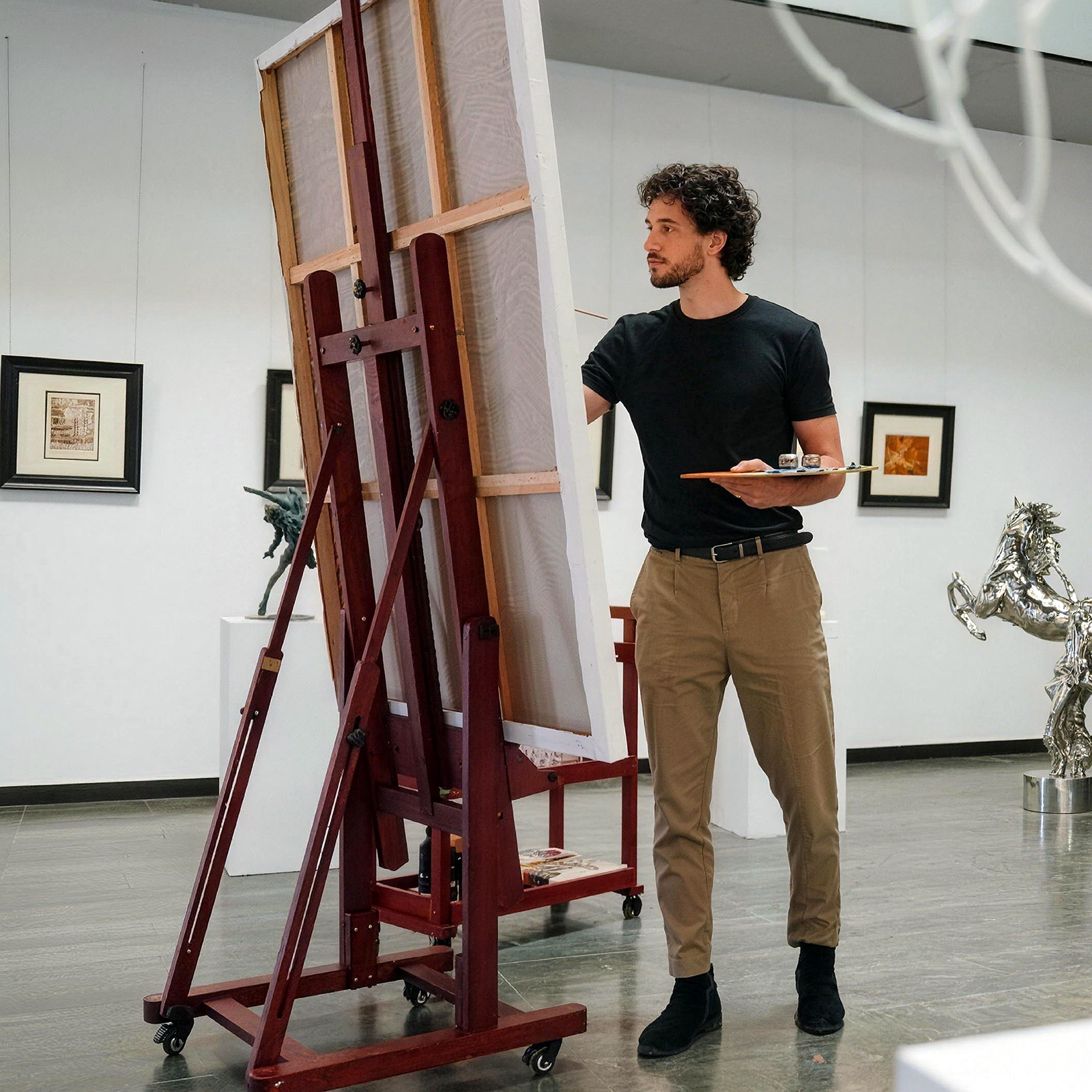 MEEDEN Extra Large Heavy Duty Artist Easel Stand-Dark Walnut-W11