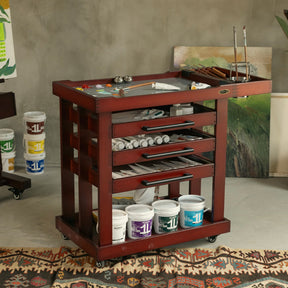 MEEDEN Deluxe Artist Storage Cart, 5-Tier Taboret-Cherry Walnut-W13H