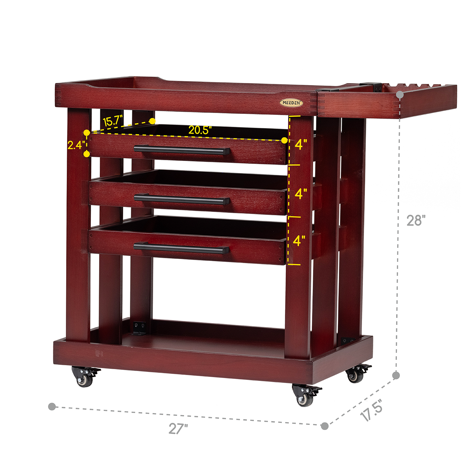 MEEDEN Deluxe Artist Storage Cart, 5-Tier Taboret-Cherry Walnut-W13H