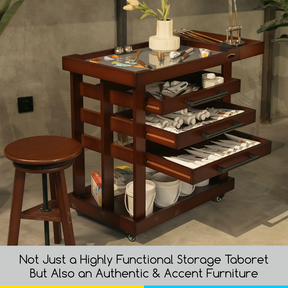 MEEDEN Deluxe Artist Supplies Storage Cart, 5-Tier Taboret-Dark Walnut-W13H