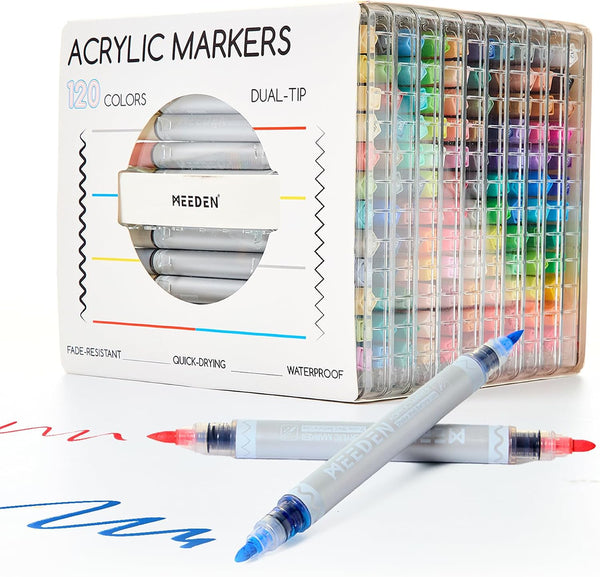 MEEDEN Dual Tip Acrylic Paint Markers, 120 Colors