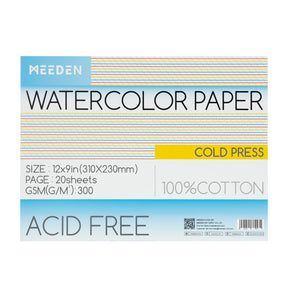 MEEDEN 100% Cotton Watercolor Paper Pad – Cold Press, Hot Press & Rough