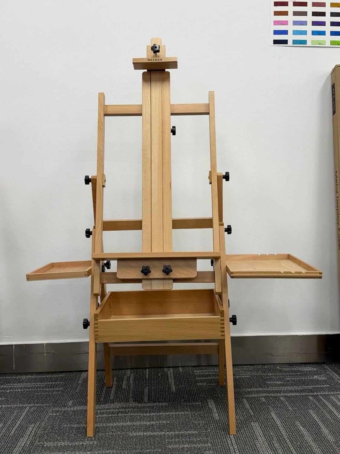 Meeden Large Wooden Painting Easel with Storage Drawer and Palette Holders